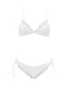 Matchesfashion.com Osree - Ruffled Glitter-embellished Bikini - Womens - White