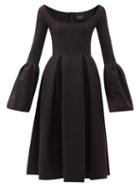 Matchesfashion.com A.w.a.k.e. Mode - Bell-sleeve Pleated Crepe A-line Dress - Womens - Black