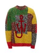 Ladies Rtw Jw Anderson - Anchor-logo Patchwork Sweater - Womens - Red Multi
