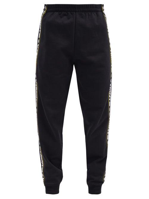 Matchesfashion.com Vetements - Logo-striped Cotton-blend Jersey Track Pants - Mens - Black