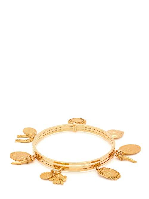 Matchesfashion.com Dolce & Gabbana - Charm Embellished Metal Bangle - Womens - Gold