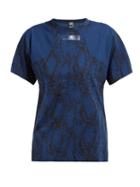 Matchesfashion.com Adidas By Stella Mccartney - Snake Print Cotton Blend T Shirt - Womens - Blue Print