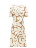 Matchesfashion.com Marni - Swirl-print Cotton-blend Canvas Dress - Womens - Beige Multi