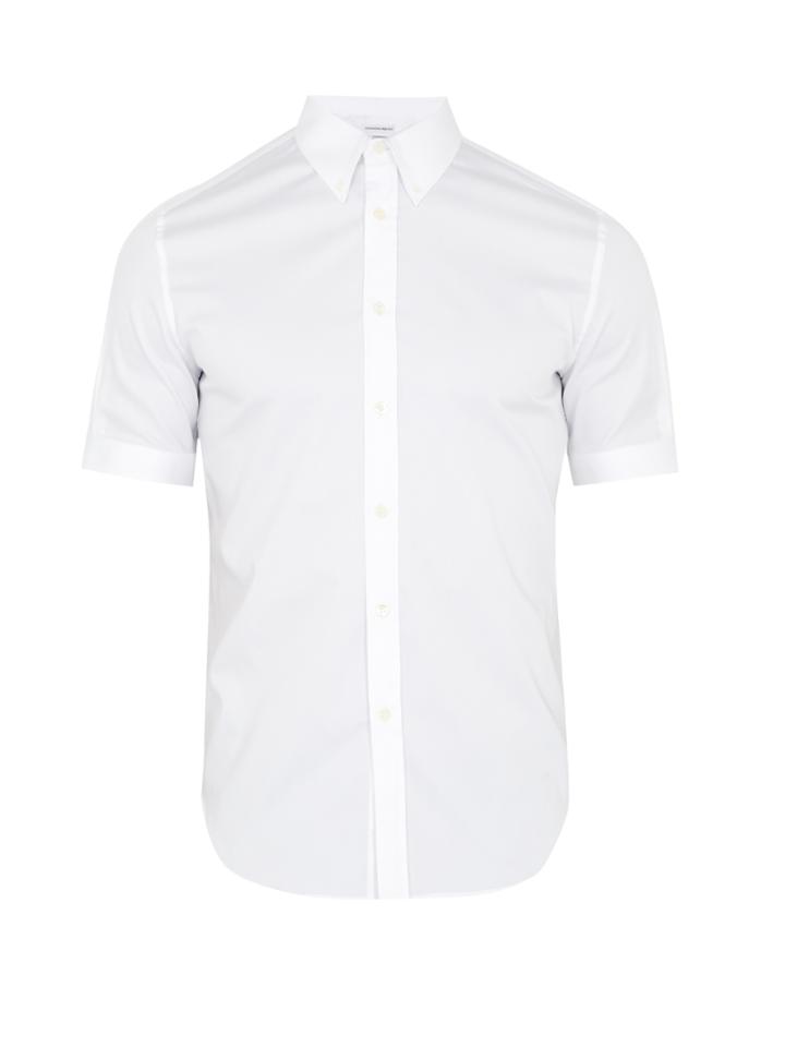 Alexander Mcqueen Short-sleeved Cotton-blend Poplin Shirt