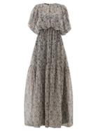 Matchesfashion.com Rochas - Draped Floral-print Silk Gown - Womens - Black Print