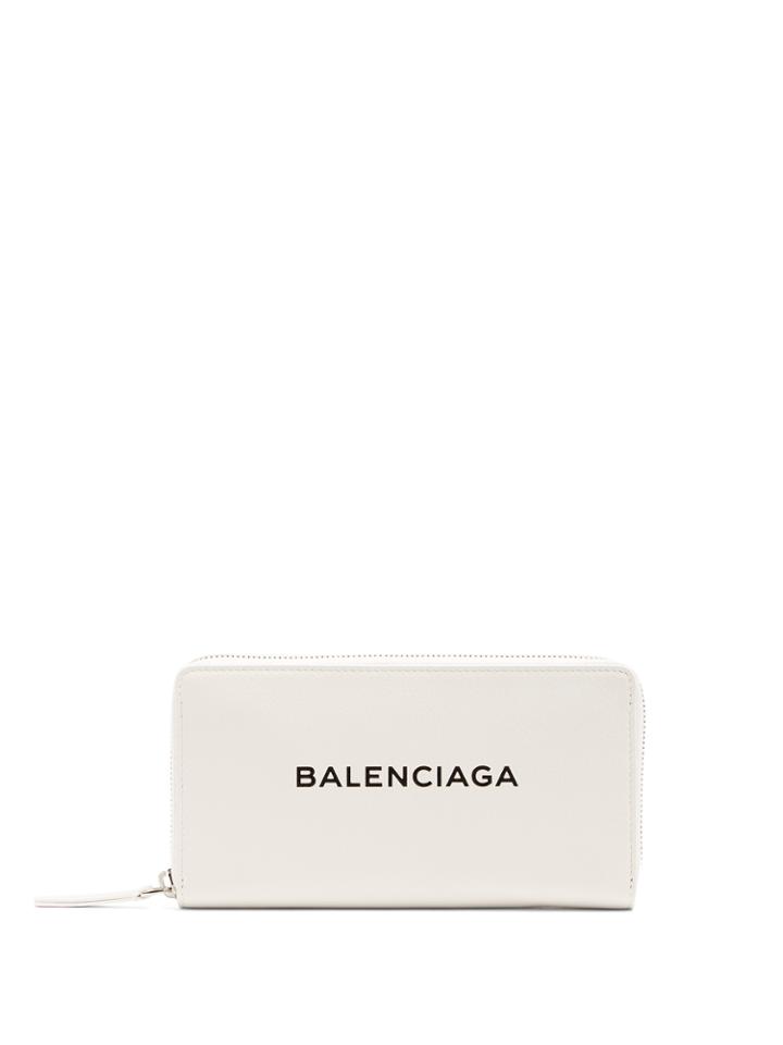 Balenciaga Logo-print Zip-around Leather Wallet