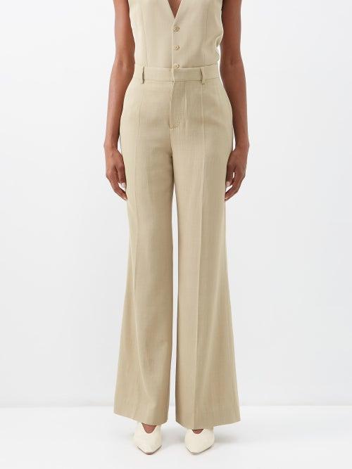 Petar Petrov - Giada Wool-blend Gabardine Wide-leg Trousers - Womens - Light Beige