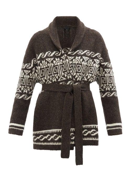 Nili Lotan - Liliana Fair Isle Alpaca-blend Cardigan - Womens - Brown Multi