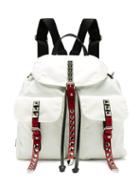 Matchesfashion.com Prada - New Vela Studded Nylon And Leather Backpack - Womens - White