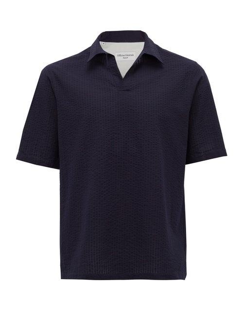 Matchesfashion.com Officine Gnrale - Yann Cotton-seersucker Shirt - Mens - Navy