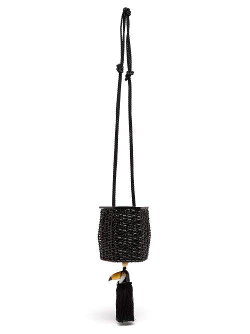 Matchesfashion.com Wai Wai - Fauna Toucan Charm Wicker Cross Body Bag - Womens - Black
