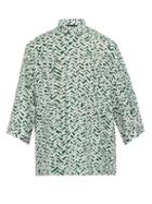 Matchesfashion.com Haider Ackermann - Zigzag Print Short Sleeved Crepe Shirt - Mens - Green