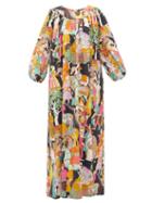 Matchesfashion.com Marta Ferri - Eastern-print Cotton Maxi Dress - Womens - Multi