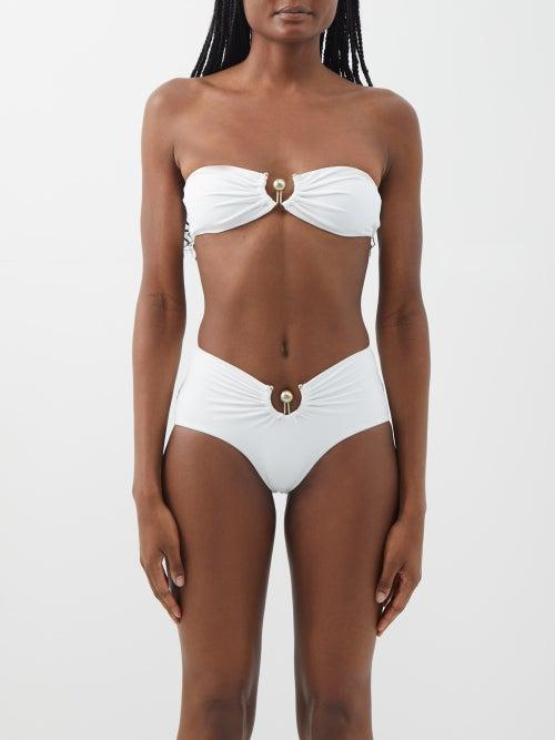 Christopher Esber - Ruched-prong Bandeau Bikini Top - Womens - White