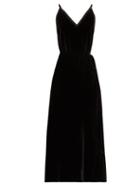 Matchesfashion.com Frame - Velvet Slip Dress - Womens - Black