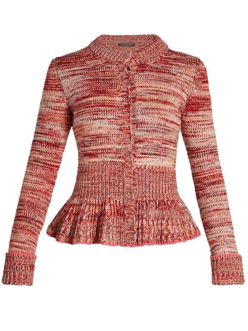 Matchesfashion.com Alexander Mcqueen - Degrad Peplum Hem Cardigan - Womens - Pink Multi