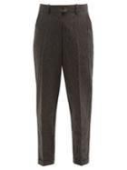 Matchesfashion.com Zanini - High-rise Pinstriped Linen-blend Trousers - Womens - Black