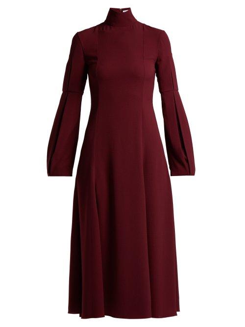 Matchesfashion.com Emilia Wickstead - Margorina High Neck Midi Dress - Womens - Burgundy
