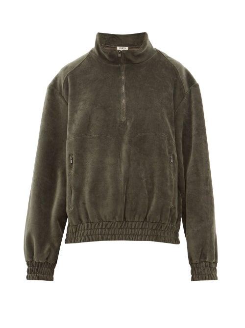 Matchesfashion.com Phipps - Trekking Half Zip Cotton Velour Sweatshirt - Womens - Khaki