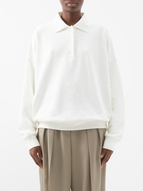 The Row - Corzas Cotton-terry Polo Sweatshirt - Womens - Ivory