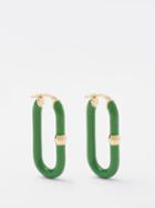 Bottega Veneta - Oval Hoop Earrings - Womens - Green Gold