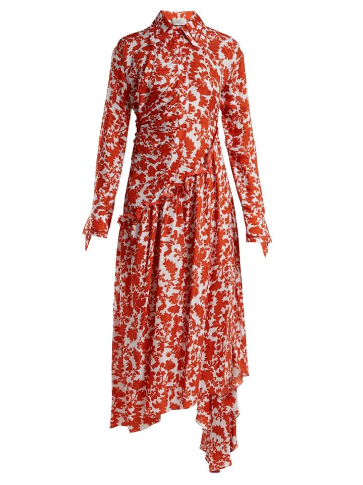 Preen By Thornton Bregazzi Petunia Floral-print Asymmetric Dress