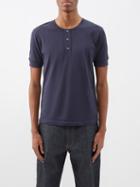 Sunspel - Supima-cotton Jersey Henley Top - Mens - Navy