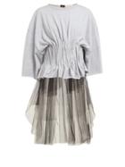 Matchesfashion.com Natasha Zinko - Ruched Corset Mesh T Shirt - Womens - Grey