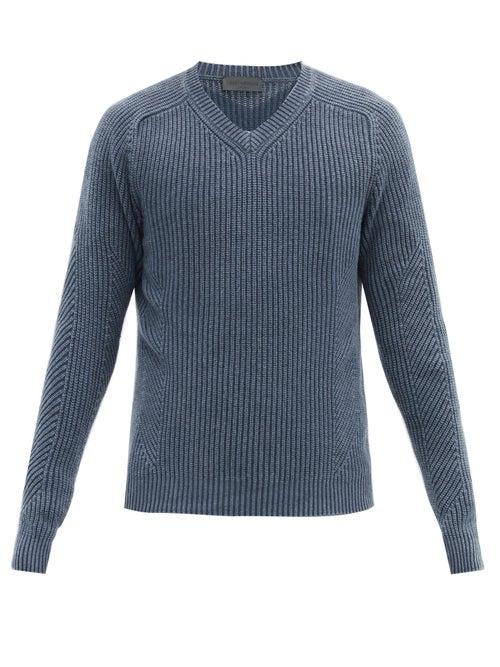 Matchesfashion.com Iris Von Arnim - Orville Rib-knitted Cashmere Sweater - Mens - Blue