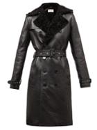 Matchesfashion.com Saint Laurent - Double-breasted Shearling Trench Coat - Womens - Black
