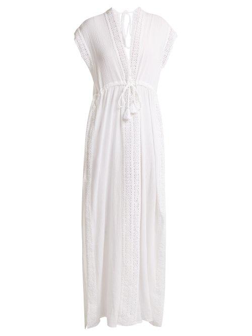 Matchesfashion.com Melissa Odabash - Elenora Lace Trimmed Drawstring Waist Cotton Dress - Womens - White