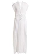 Matchesfashion.com Melissa Odabash - Elenora Lace Trimmed Drawstring Waist Cotton Dress - Womens - White