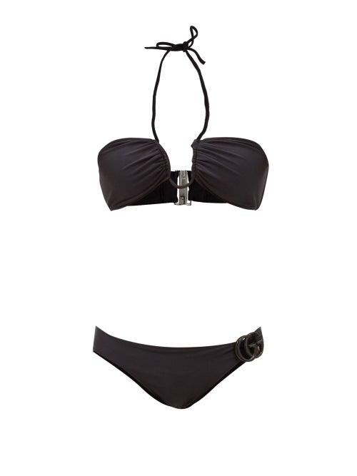 Gucci - Gg-logo Halterneck Bikini - Womens - Black