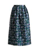 Oscar De La Renta Abstract Floral-print Silk-mikado Skirt