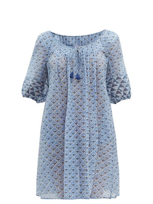 Matchesfashion.com Thierry Colson - Eva Geometric Print Dress - Womens - Blue