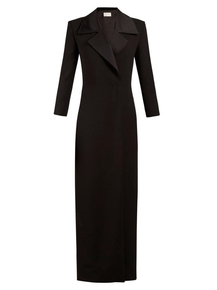The Row Addy Satin-lapel Long-line Crepe Coat