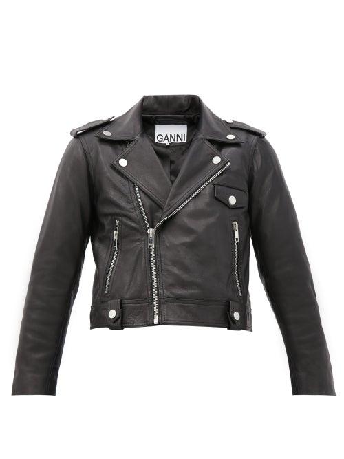 Matchesfashion.com Ganni - Cropped Leather Jacket - Womens - Black