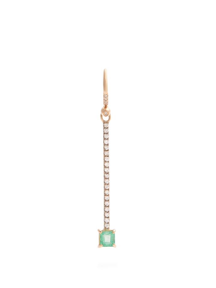 Irene Neuwirth Diamond, Emerald & Rose-gold Earring