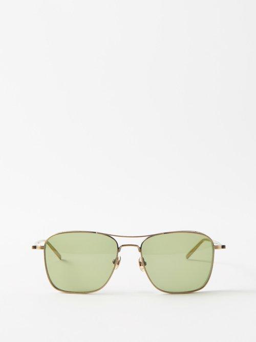 Matsuda - Aviator Metal Sunglasses - Mens - Green Gold