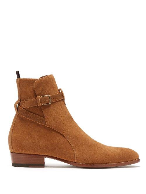 Matchesfashion.com Saint Laurent - Wyatt Suede Jodphur Boots - Mens - Brown