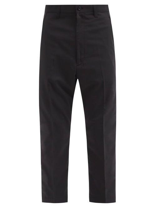 Matchesfashion.com Junya Watanabe - Pinstriped Cropped Twill Trousers - Mens - Black