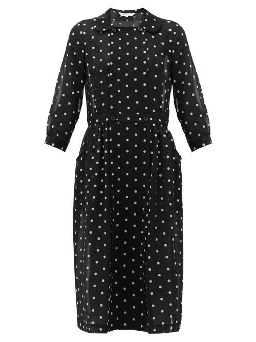 Matchesfashion.com Comme Des Garons Comme Des Garons - Peter Pan-collar Polka-dot Organza Dress - Womens - Black