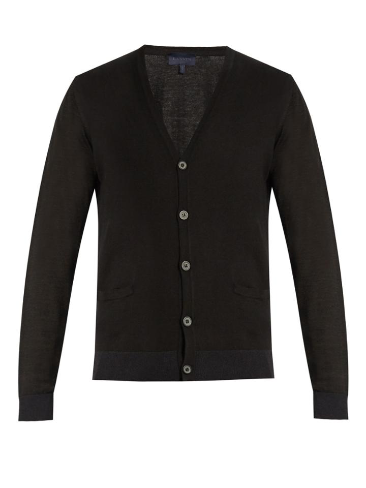 Lanvin V-neck Wool And Cotton-blend Cardigan