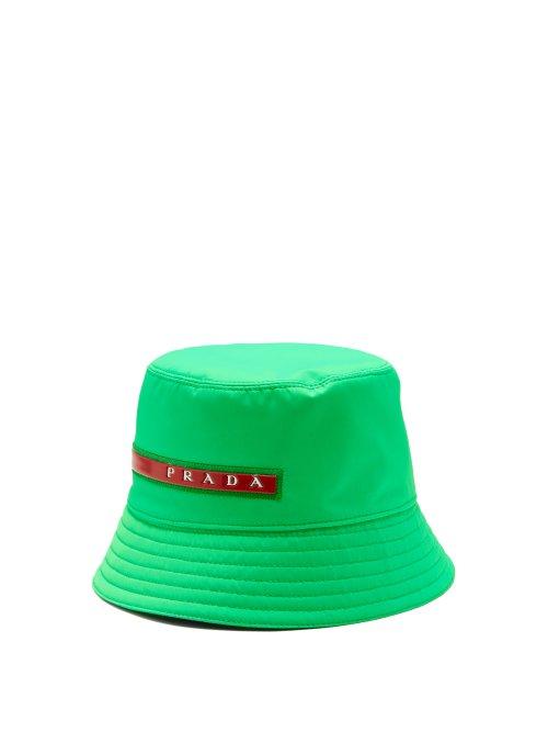 Matchesfashion.com Prada - Linea Rossa Logo Bucket Hat - Womens - Green
