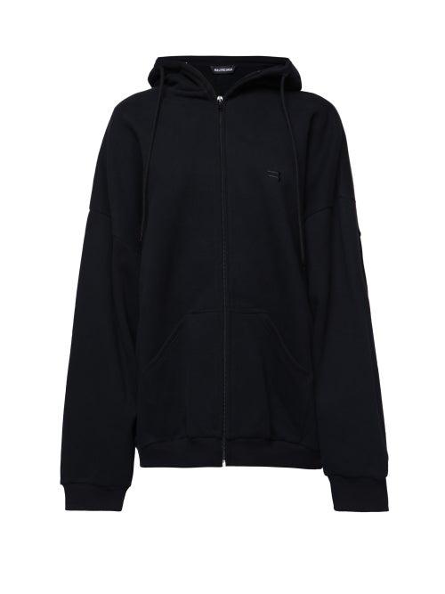Balenciaga - Logo-embroidered Hooded Sweatshirt - Womens - Black