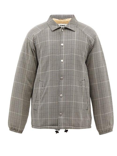 Ymc - Jocks Prince Of Wales-check Coat - Mens - Black White