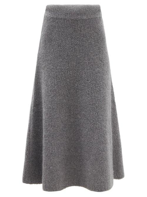Gabriela Hearst - Pablo Flared Cashmere-blend Boucl Skirt - Womens - Dark Grey