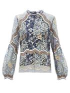 Matchesfashion.com Peter Pilotto - Long Sleeved Floral Lace Top - Womens - Navy Gold