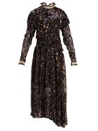 Matchesfashion.com Preen By Thornton Bregazzi - Olivia Truffle Print Silk Blend Devor Dress - Womens - Black Multi
