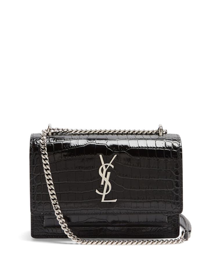 Saint Laurent Sunset Crocodile-effect Leather Cross-body Bag